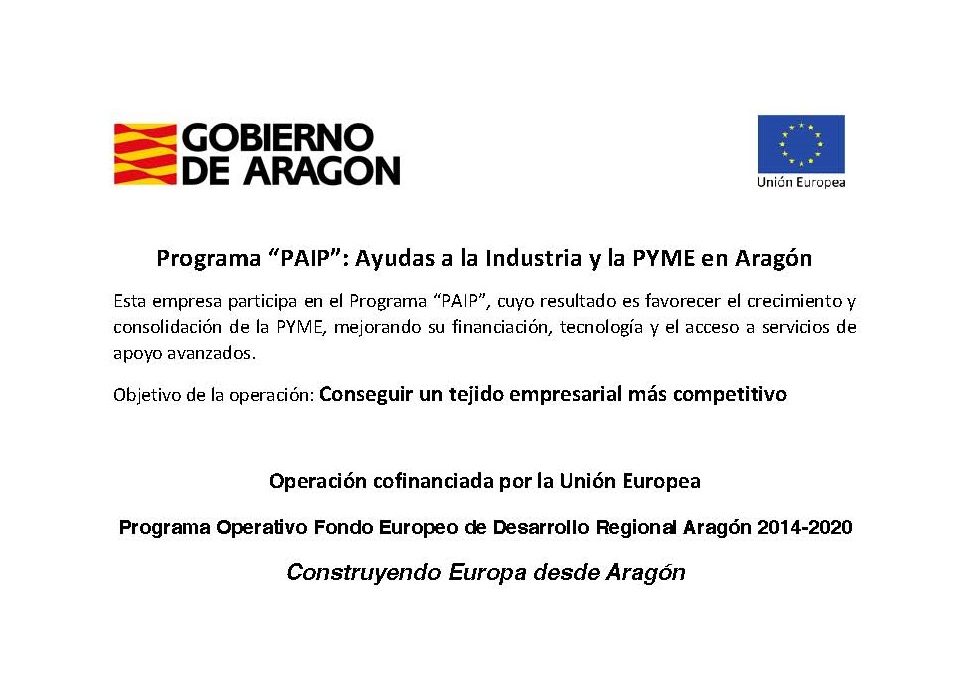 Rigual, SA, participa en el Programa Operativo FEDER Aragón 2014 – 2020