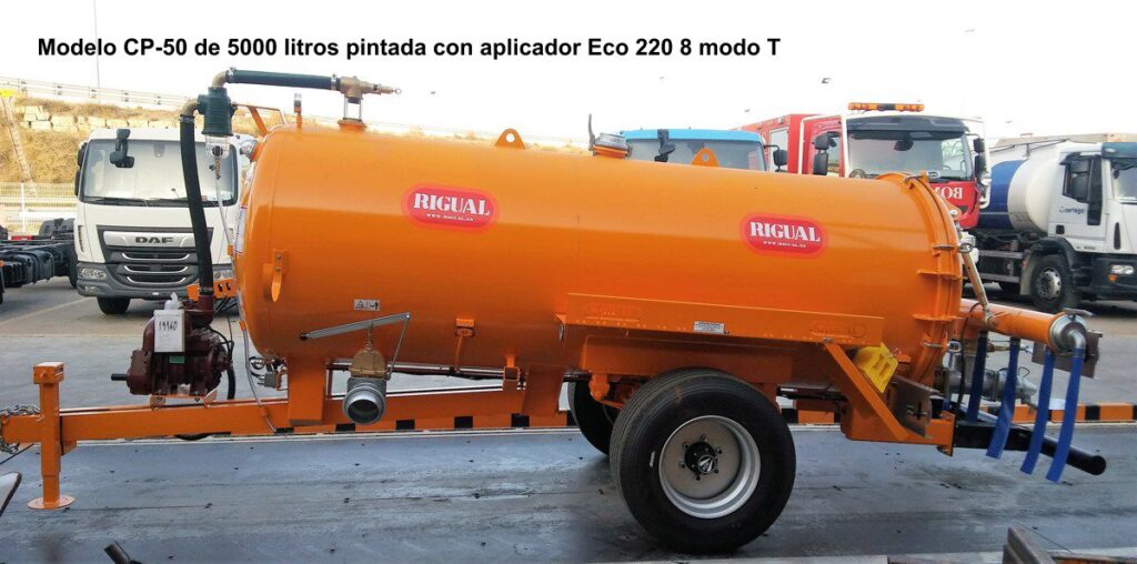 Cisterna Rigual de 5000 litros pintada con aplicador Eco 220 8 modo T