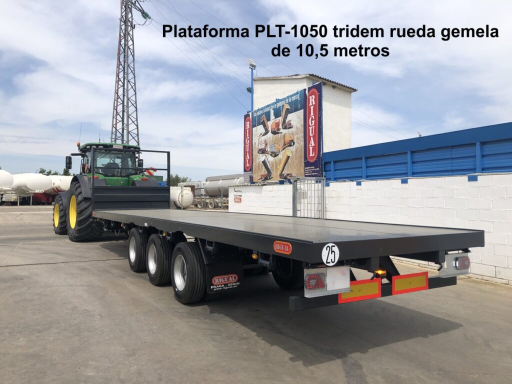Plataforma PLT-1050 tridem rigual de 10,5 metros con rueda gemela