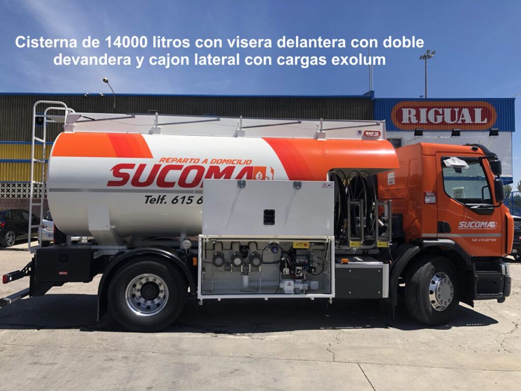 Cisterna Rigual de 14000 litros para el reparto de gas-oil y gasolinas