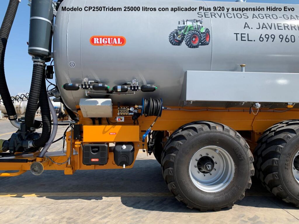 Cisterma rigual CP-250Tridem 25000 litros con aplicador Eco 9/30 y suspensión Hidro Evo