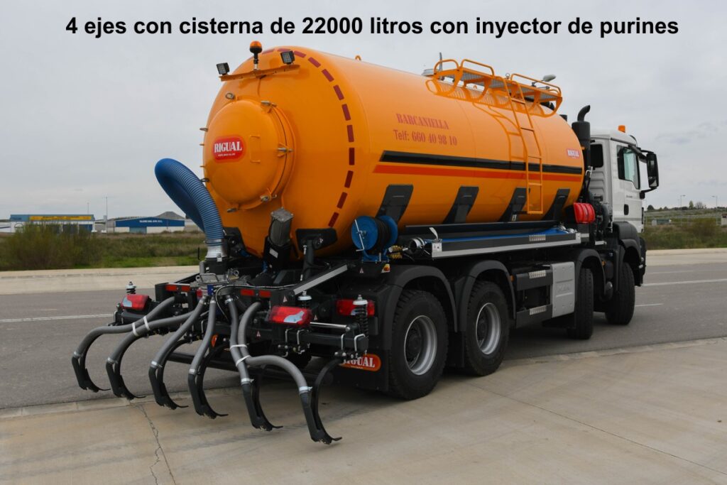 Camión 4 ejes cisterna rigual de 22000 litros con inyector de purines