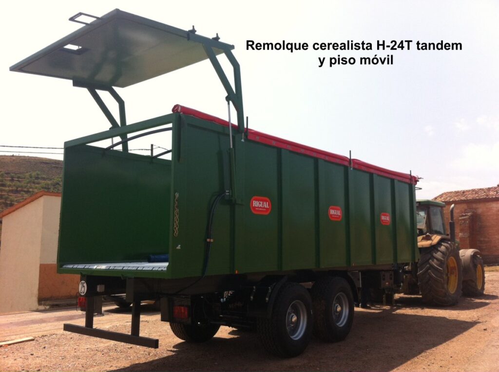 Remolque cerealista rigual H-24T tandem y piso móvil