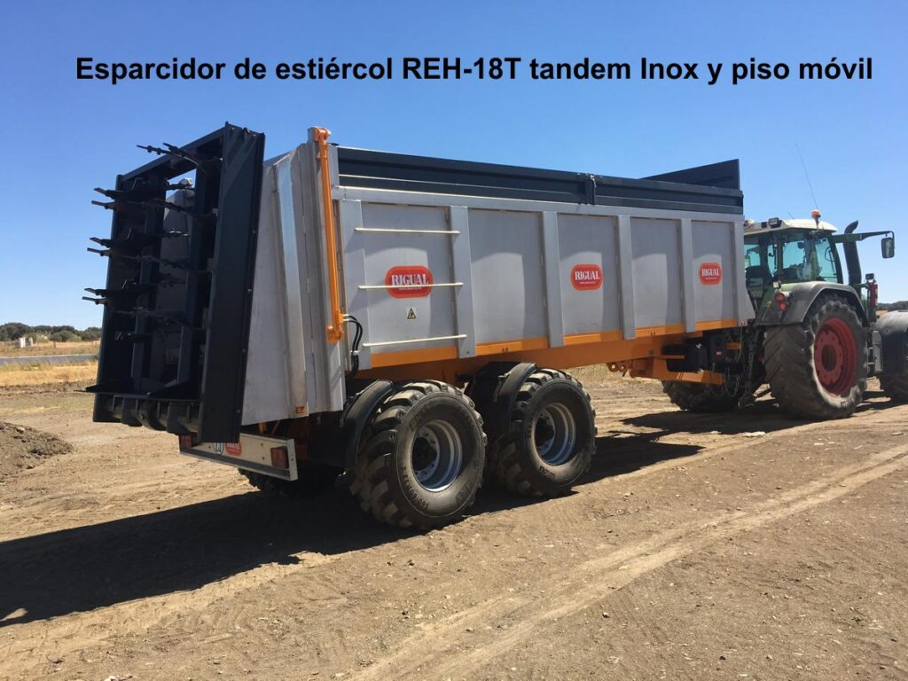 Remolque esparcidor de estiércol rigual REH-18 inox y piso móvil