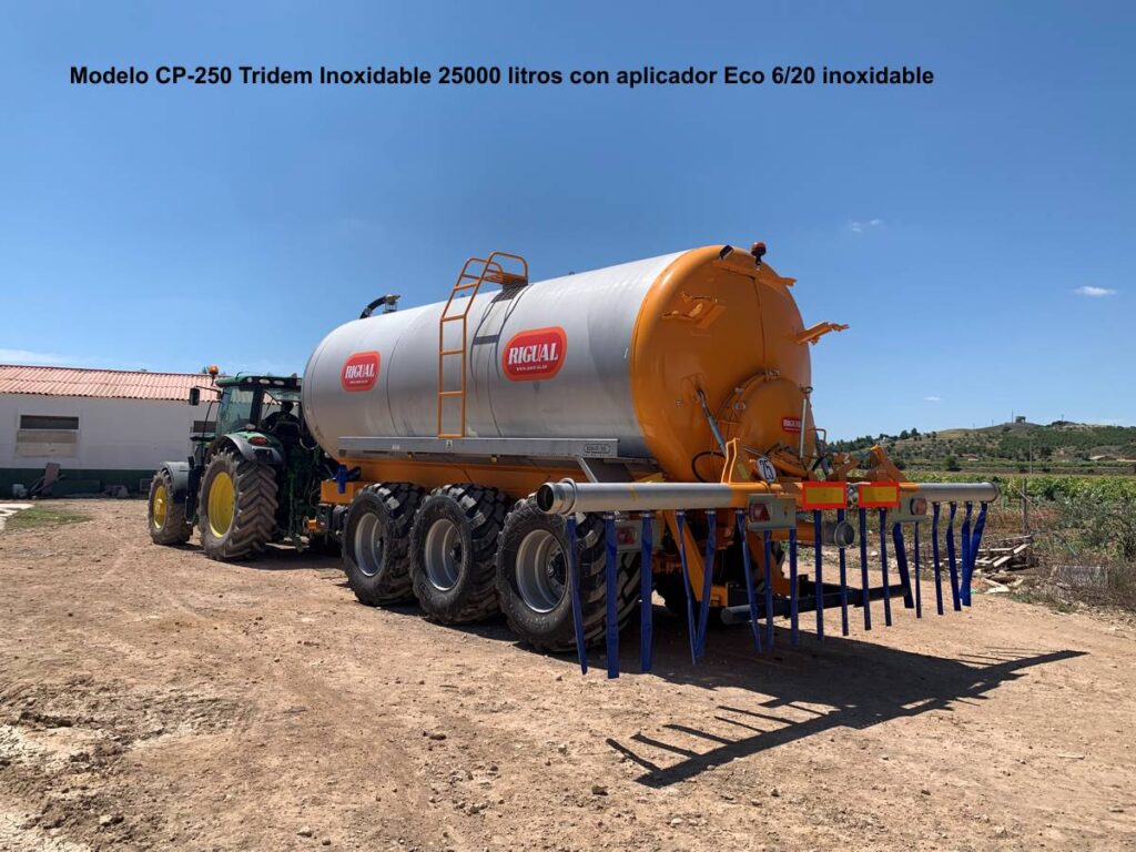 Cisterna Rigual modelo CP250 Tridem Inoxidable 25000 litros con aplicador Eco 6/20 inoxidable