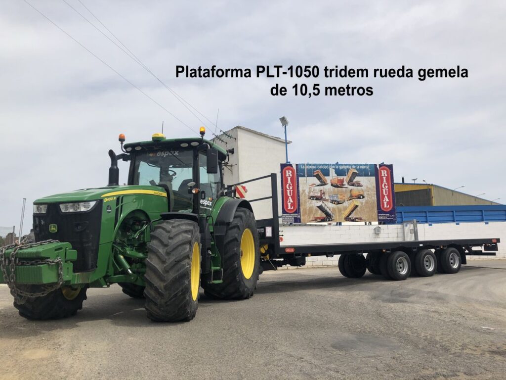 Plataforma rigual PLT-1050 tridem de 10,5 metros con rueda gemela