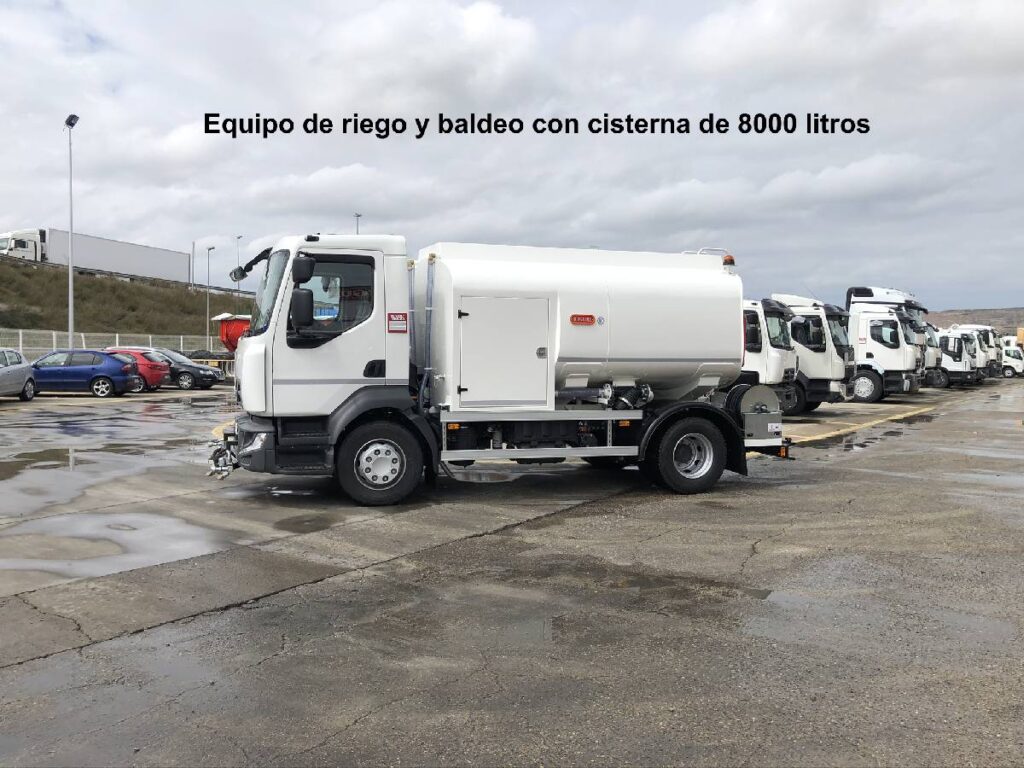 Equipo de riego y baldeo con cisterna Rigual de 8000 litros en aluminio