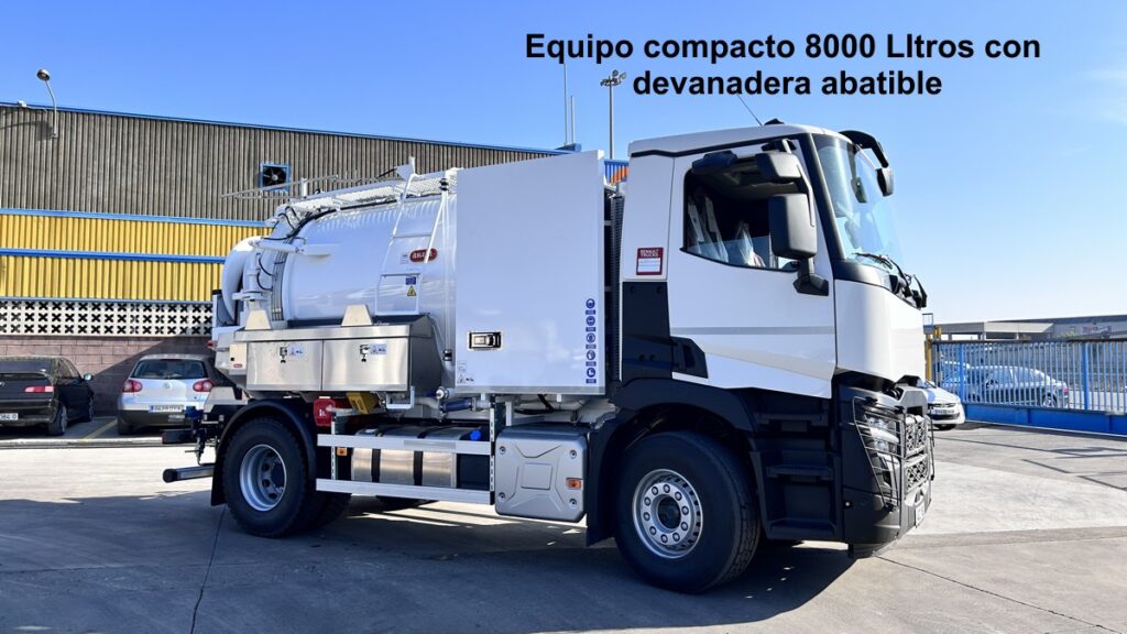 Equipo rigual compacto 8000 litros con devanadera abatible