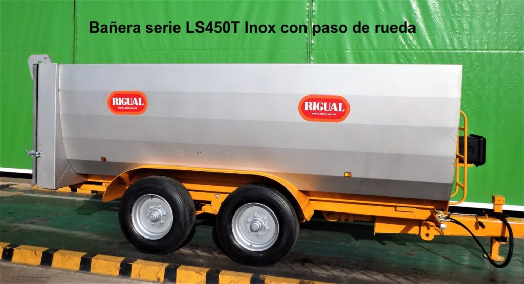 Remolque bañera viña rigual LS-450T inox con paso de rueda