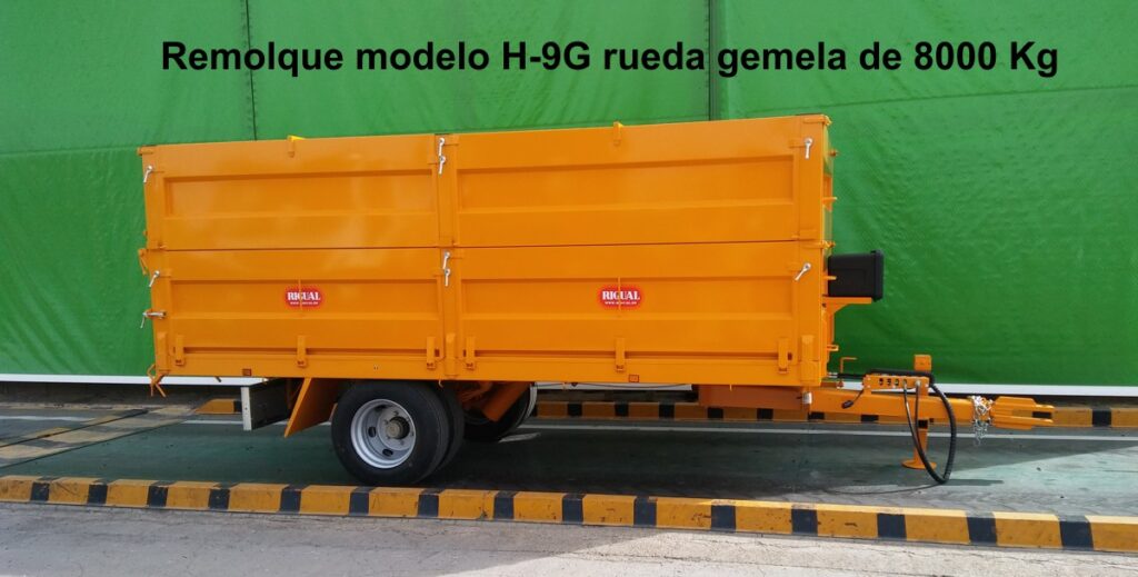 Remolque rigual modelo H-9G rueda gemela de 8000 Kg