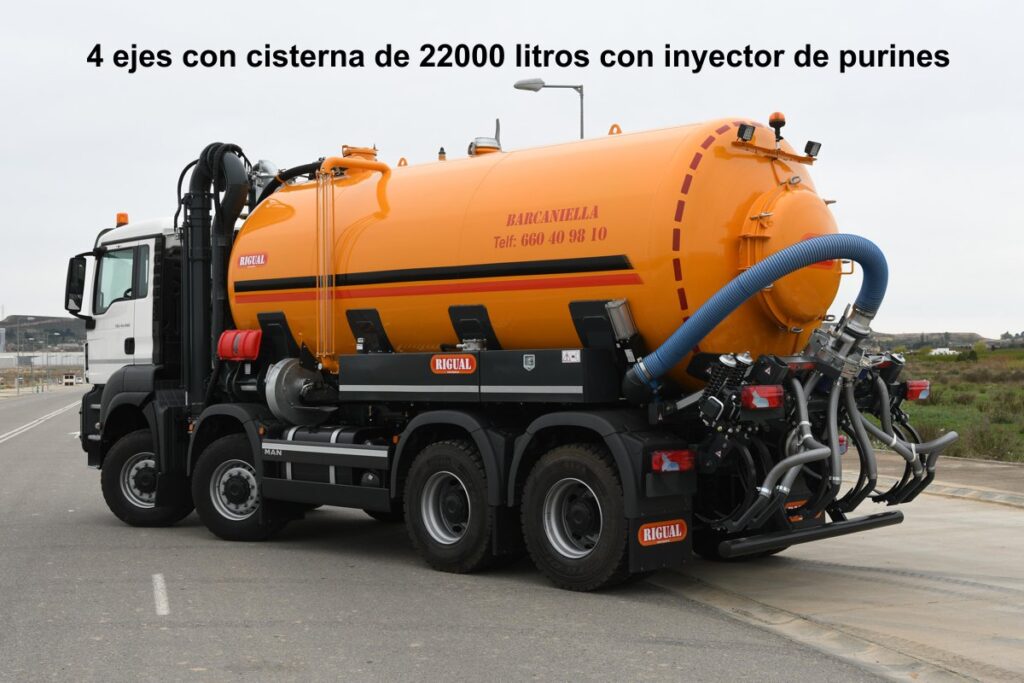 4 ejes con cisterna rigual de 22000 litros con inyector de purines