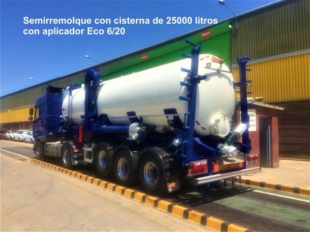 Semirremolque con cisterna rigual de 25000 litros con aplicador 6/20