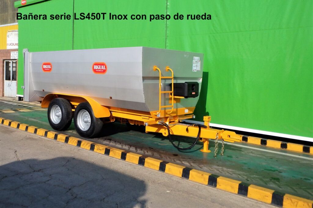 Remolque bañera rigual LS-450T inox con paso de rueda