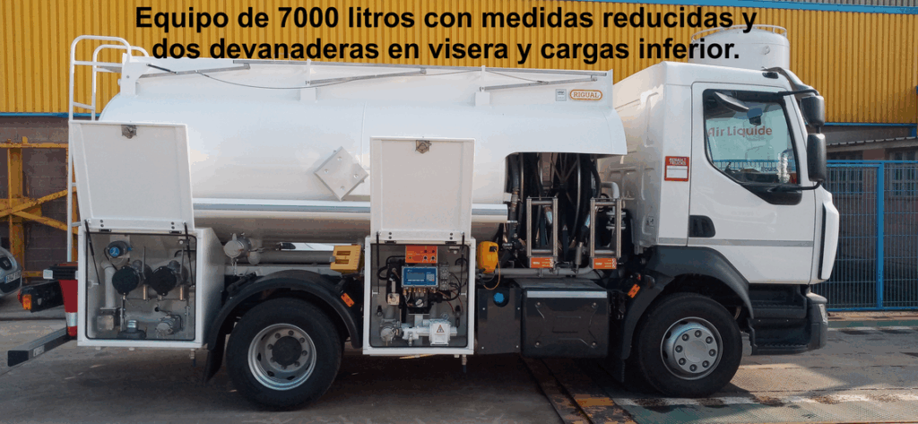 camión cisterna de reparto de combustible de la marca Rigual, con una capacidad de 7000 litros.