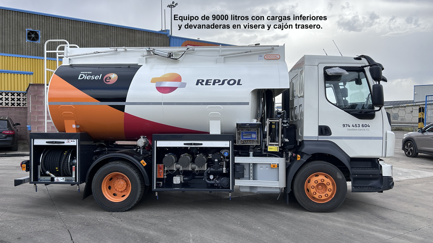 camión cisterna de Repsol diseñado para el transporte y suministro de combustible